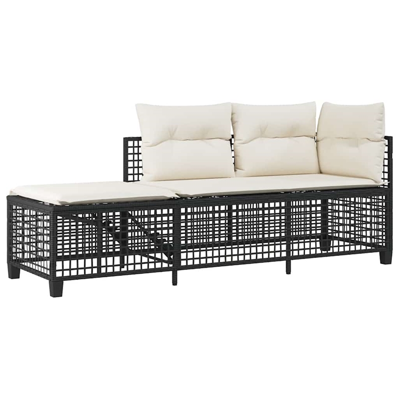 Afuera Living Contemporary Synthetic Poly Rattan Garden Sofa Set in Black