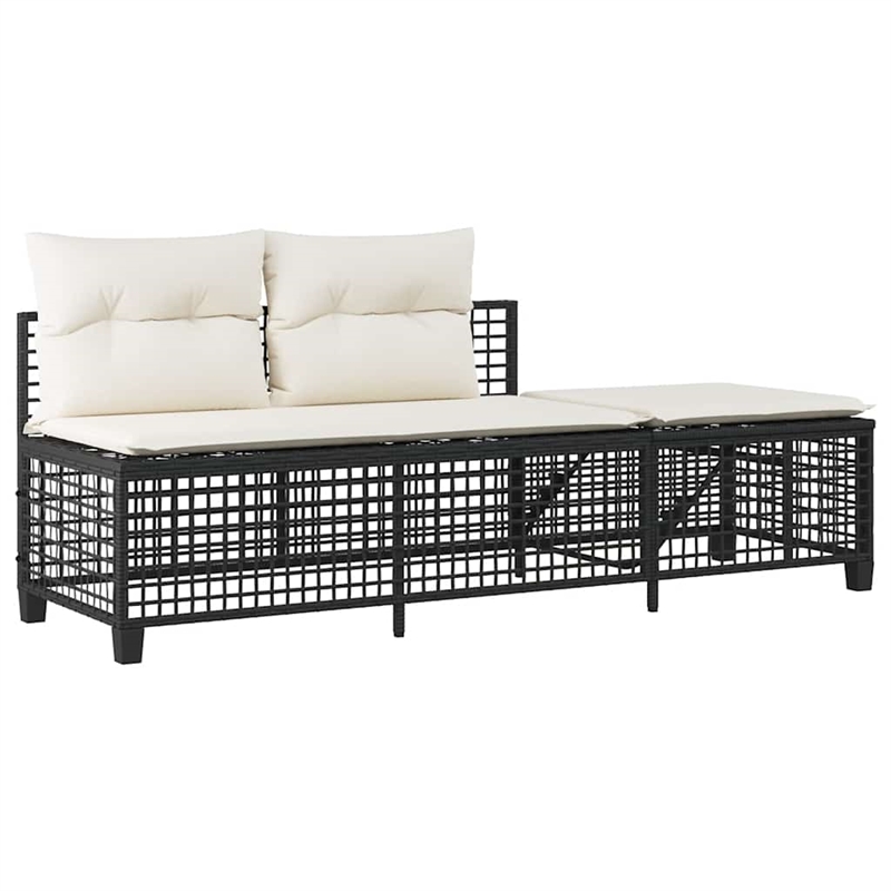 Afuera Living Contemporary Synthetic Poly Rattan Garden Sofa Set in Black