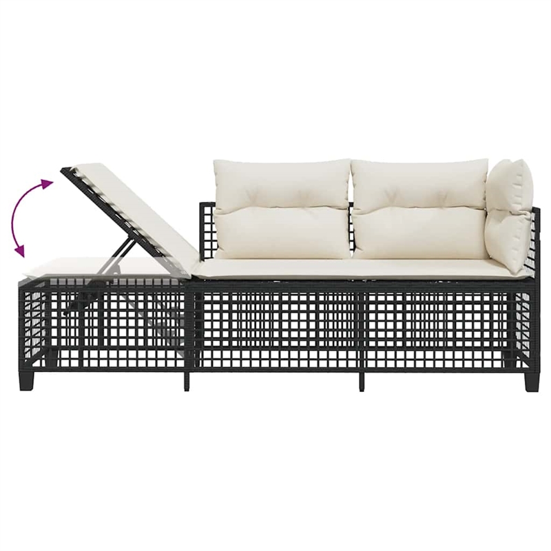 Afuera Living Contemporary Synthetic Poly Rattan Garden Sofa Set in Black
