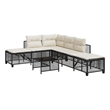 Afuera Living Contemporary Synthetic Poly Rattan Garden Sofa Set in Black