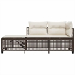 Afuera Living 3-Piece PE Rattan Garden Sofa Set Adjustable Armrests in Brown