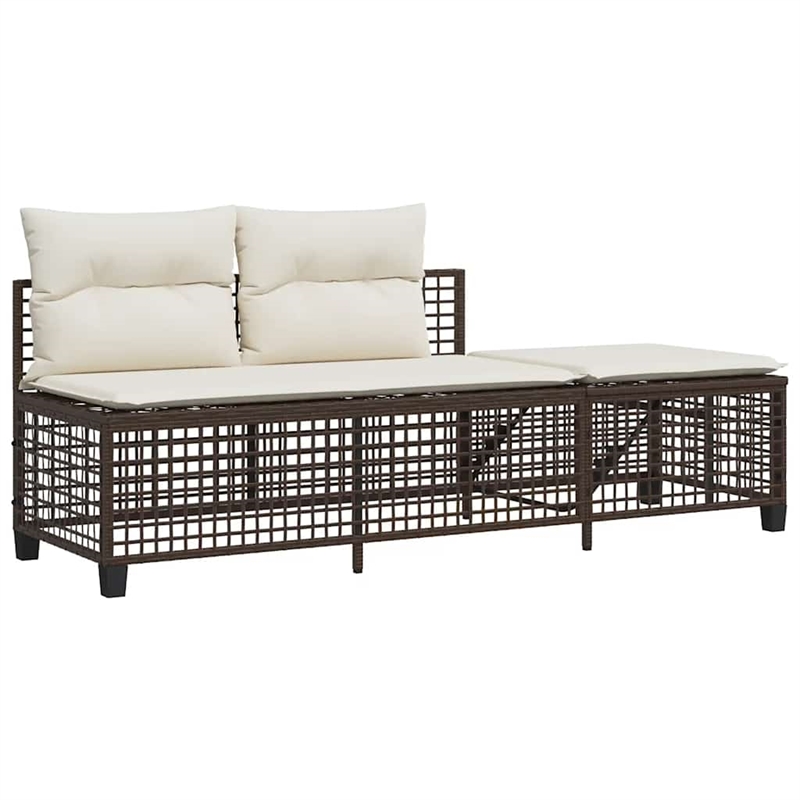 Afuera Living 3-Piece PE Rattan Garden Sofa Set Adjustable Armrests in Brown