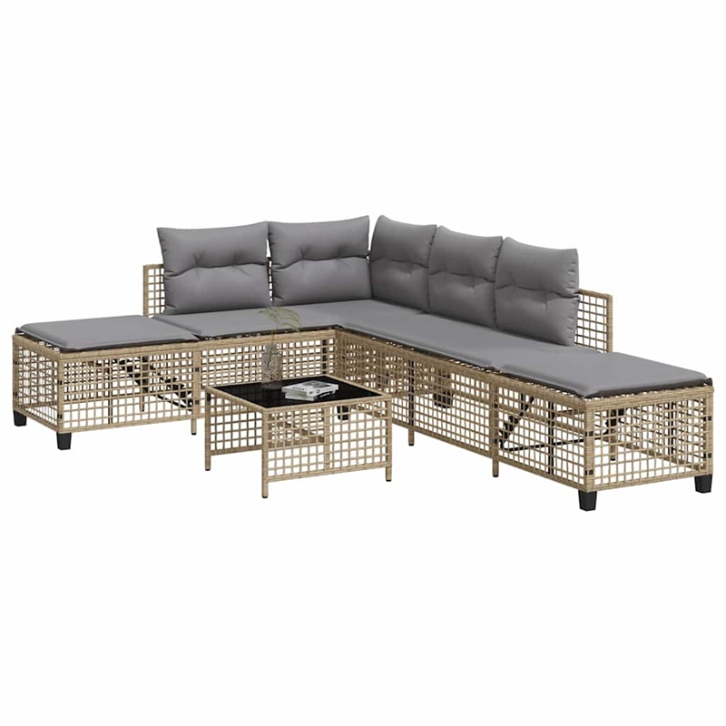 Afuera Living Contemporary Rattan Garden Sofa Set in Mix Beige