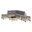 Afuera Living Contemporary Rattan Garden Sofa Set in Mix Beige