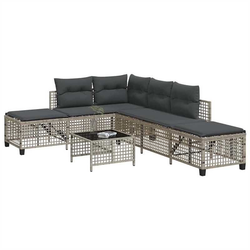 Afuera Living Contemporary Rattan Garden Sofa Set in Light Gray