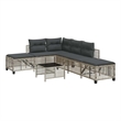 Afuera Living Contemporary Rattan Garden Sofa Set in Light Gray