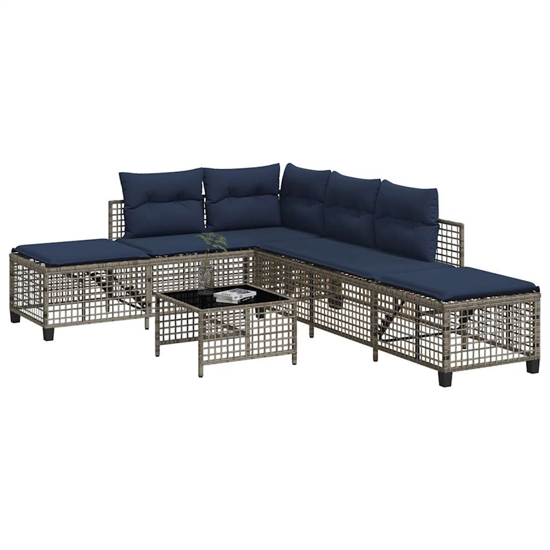 Afuera Living Contemporary Synthetic Poly Rattan Patio Sofa Set in Gray