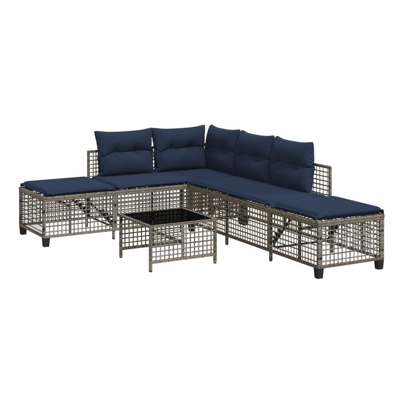 Afuera Living Contemporary Synthetic Poly Rattan Patio Sofa Set in Gray