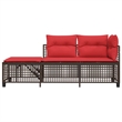 Afuera Living Contemporary Synthetic Poly Rattan Patio Sofa Set in Brown