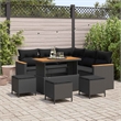 Afuera Living Poly Rattan Garden Sofa Set With Cushions And Storage in Black