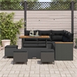 Afuera Living Poly Rattan Garden Sofa Set With Cushions And Storage in Black