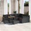 Afuera Living 12 Piece Poly Rattan Garden Sofa Set With Pillows in Black