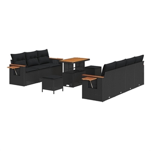Afuera Living 13 Piece Poly Rattan Garden Sofa Set With Cushions in Black