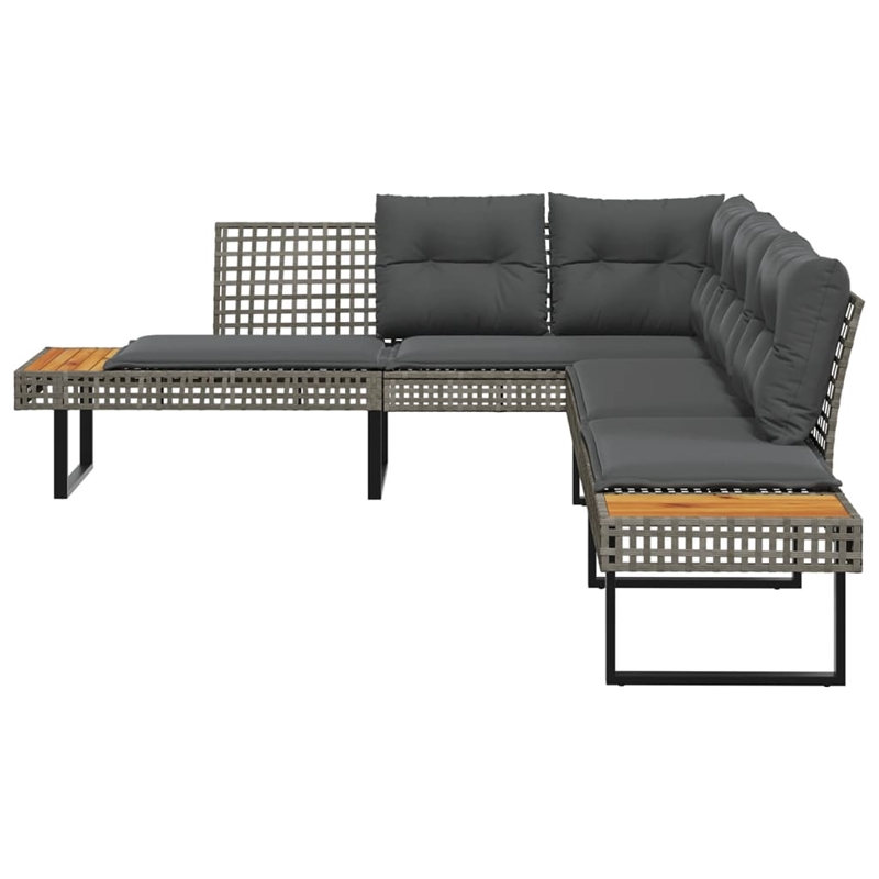 Afuera Living L-Shaped Poly Rattan Garden Sofa With Removable Covers in Gray