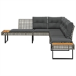 Afuera Living L-Shaped Poly Rattan Garden Sofa With Removable Covers in Gray