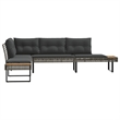 Afuera Living L-Shaped Poly Rattan Garden Sofa With Removable Covers in Gray