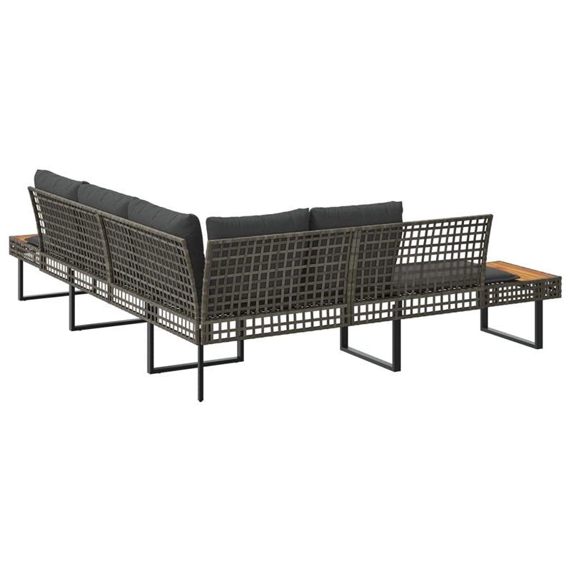 Afuera Living L-Shaped Poly Rattan Garden Sofa With Removable Covers in Gray