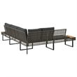 Afuera Living L-Shaped Poly Rattan Garden Sofa With Removable Covers in Gray