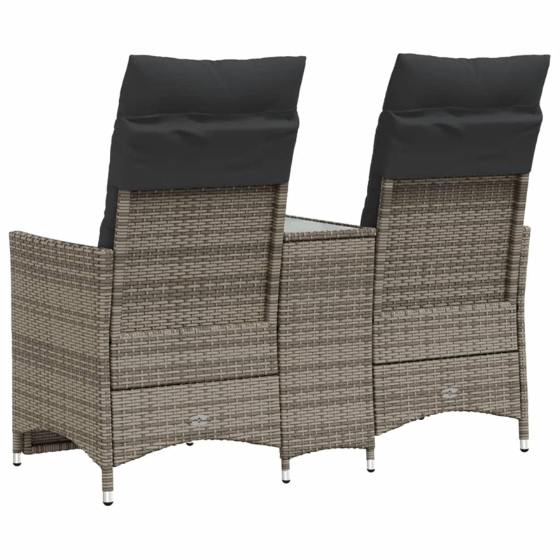 Afuera Living Contemporary Rattan Reclining Garden Sofa in Gray