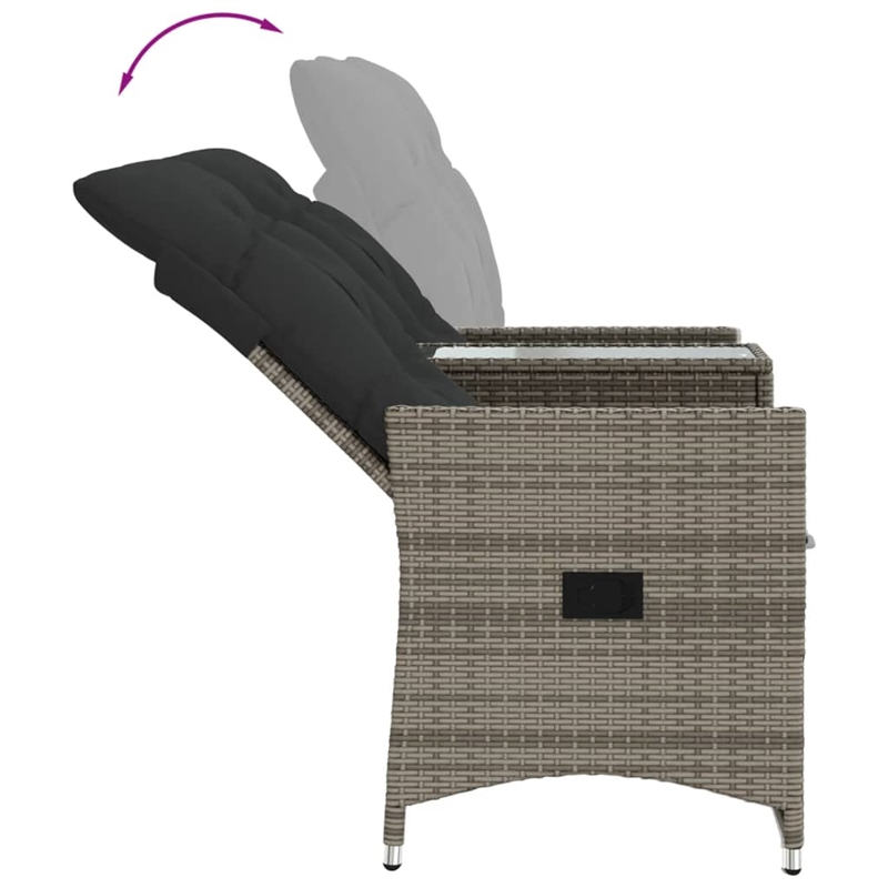Afuera Living Contemporary Rattan Reclining Garden Sofa in Gray