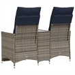 Afuera Living 2-Seater Rattan Reclining Patio Sofa With Table in Navy Blue/Gray