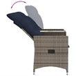 Afuera Living 2-Seater Rattan Reclining Patio Sofa With Table in Navy Blue/Gray