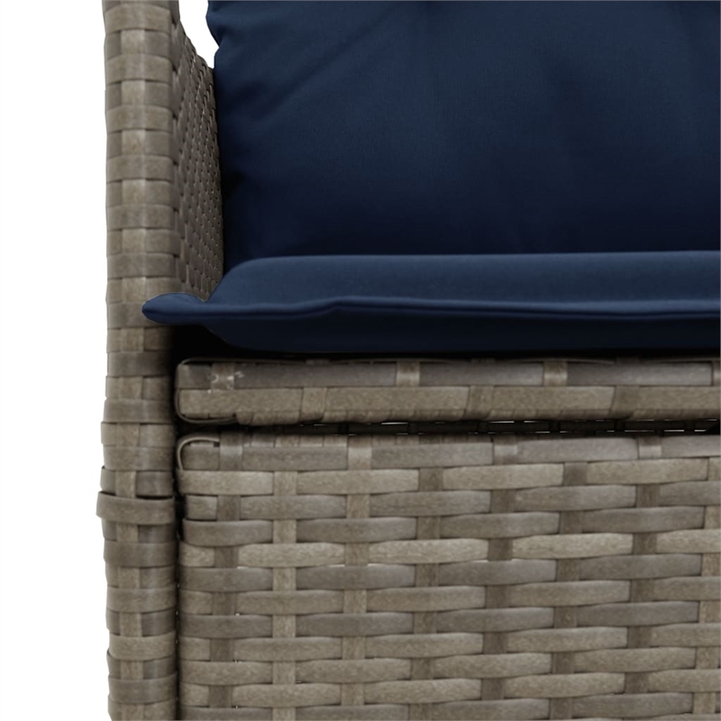 Afuera Living 2-Seater Rattan Reclining Patio Sofa With Table in Navy Blue/Gray