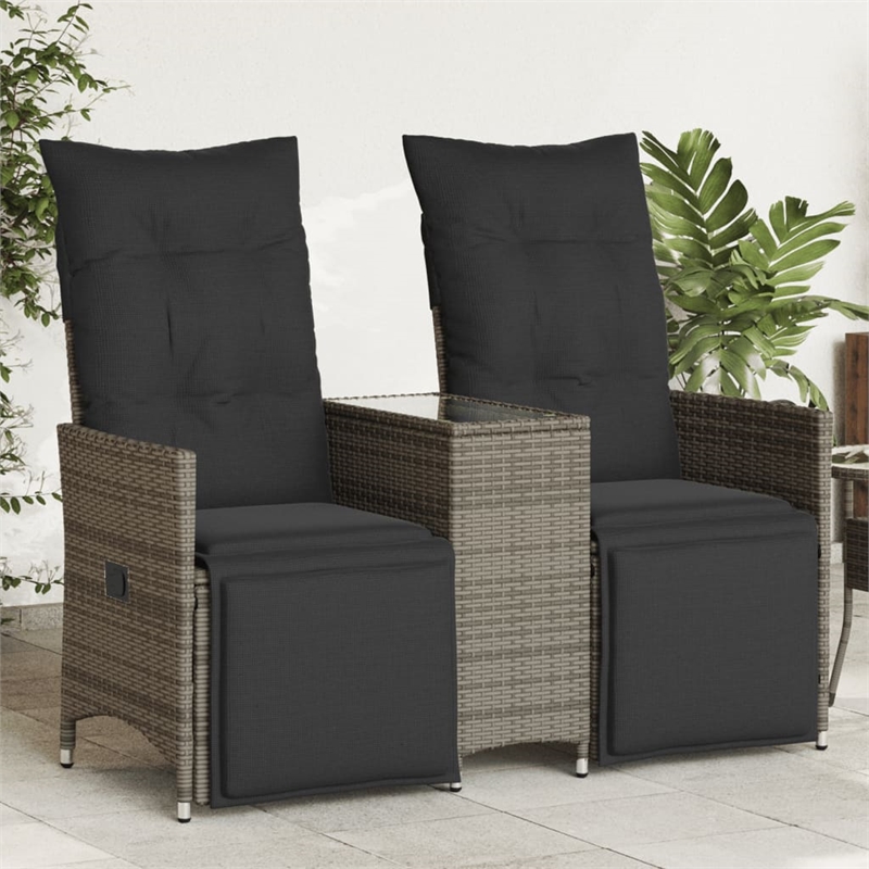 Afuera Living Contemporary Rattan Reclining Garden Sofa in Gray
