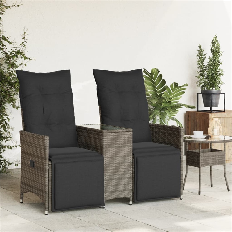 Afuera Living Contemporary Rattan Reclining Garden Sofa in Gray