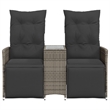 Afuera Living Contemporary Rattan Reclining Garden Sofa in Gray