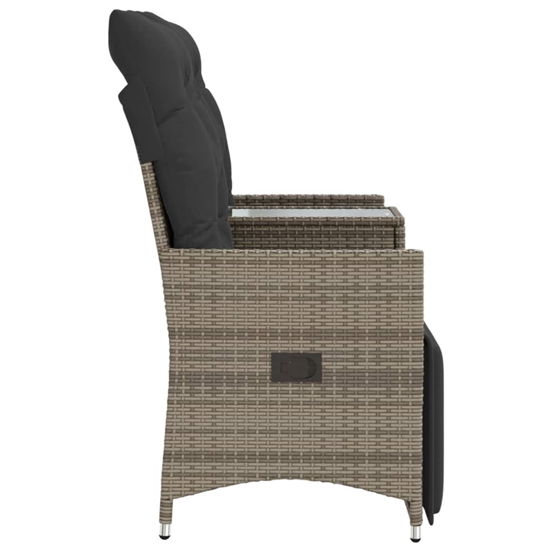 Afuera Living Contemporary Rattan Reclining Garden Sofa in Gray