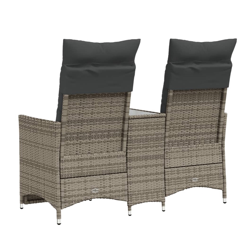 Afuera Living Contemporary Rattan Reclining Garden Sofa in Gray