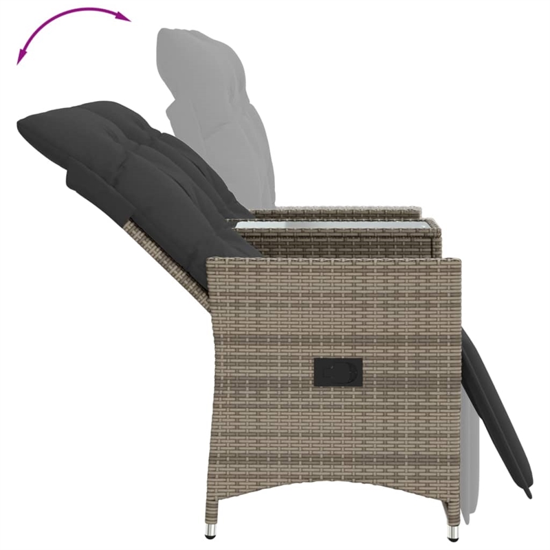 Afuera Living Contemporary Rattan Reclining Garden Sofa in Gray