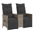 Afuera Living Contemporary Rattan Reclining Garden Sofa in Gray