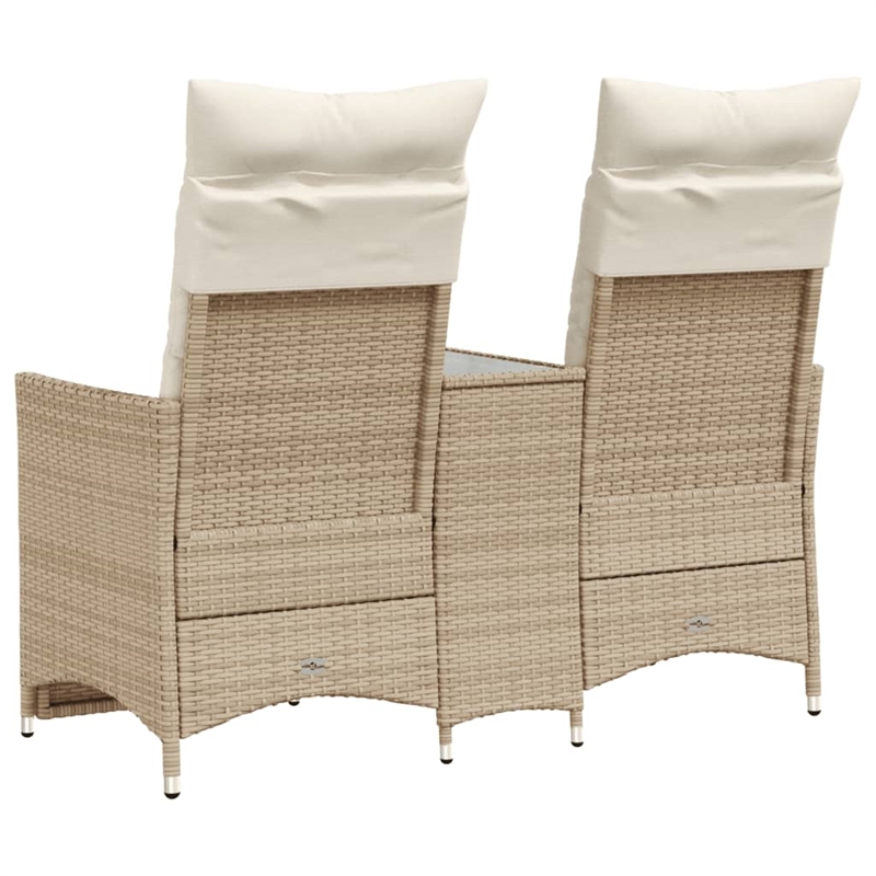 Afuera Living Contemporary Rattan Reclining Garden Sofa in Beige