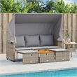Afuera Living 3-Seater PE Rattan Garden Sofa Retractable Outdoor Design in Gray