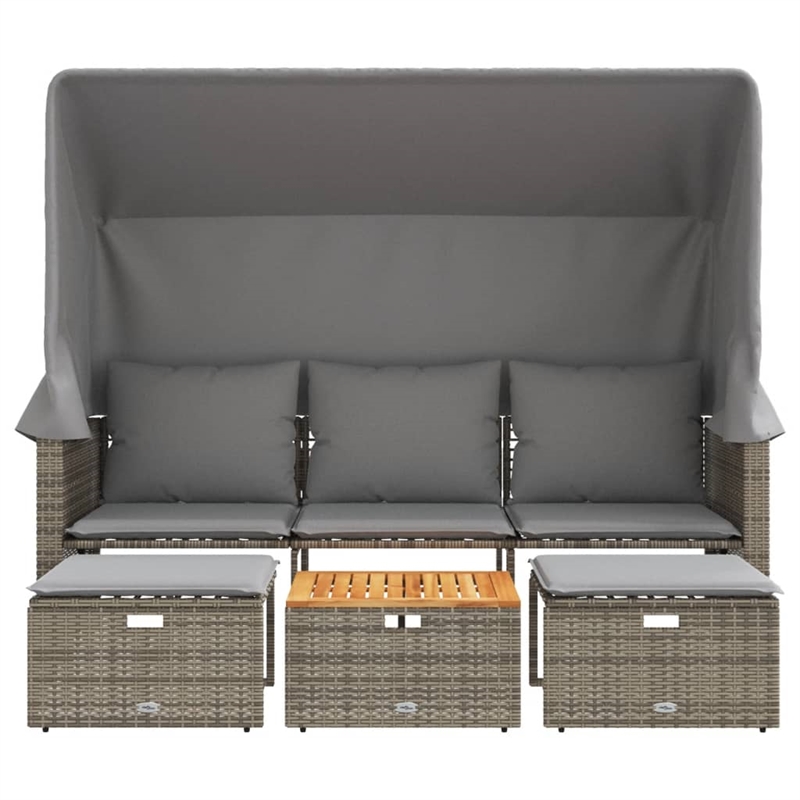 Afuera Living 3-Seater PE Rattan Garden Sofa Retractable Outdoor Design in Gray