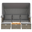Afuera Living 3-Seater PE Rattan Garden Sofa Retractable Outdoor Design in Gray