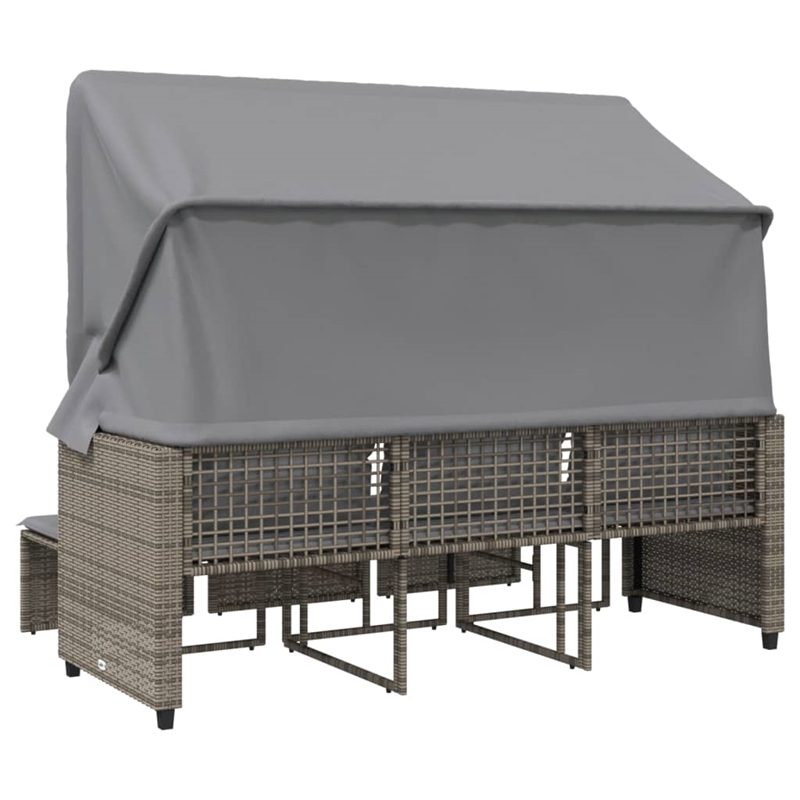 Afuera Living 3-Seater PE Rattan Garden Sofa Retractable Outdoor Design in Gray