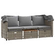 Afuera Living 3-Seater PE Rattan Garden Sofa Retractable Outdoor Design in Gray