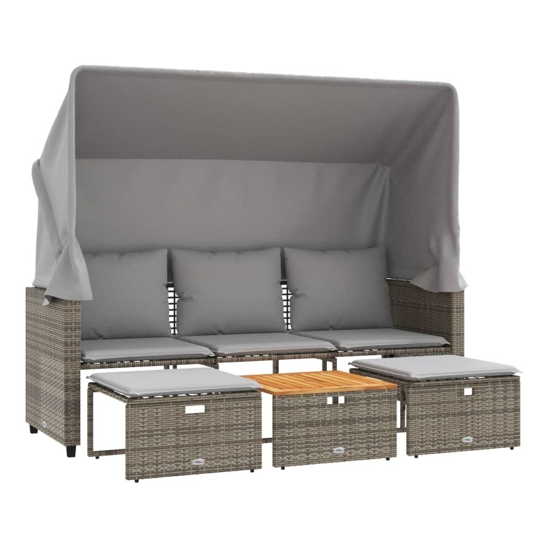 Afuera Living 3-Seater PE Rattan Garden Sofa Retractable Outdoor Design in Gray