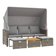 Afuera Living 3-Seater PE Rattan Garden Sofa Retractable Outdoor Design in Gray