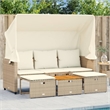 Afuera Living Contemporary Synthetic Poly Rattan Garden Sofa in Beige