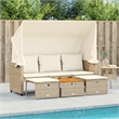 Afuera Living Contemporary Synthetic Poly Rattan Garden Sofa in Beige