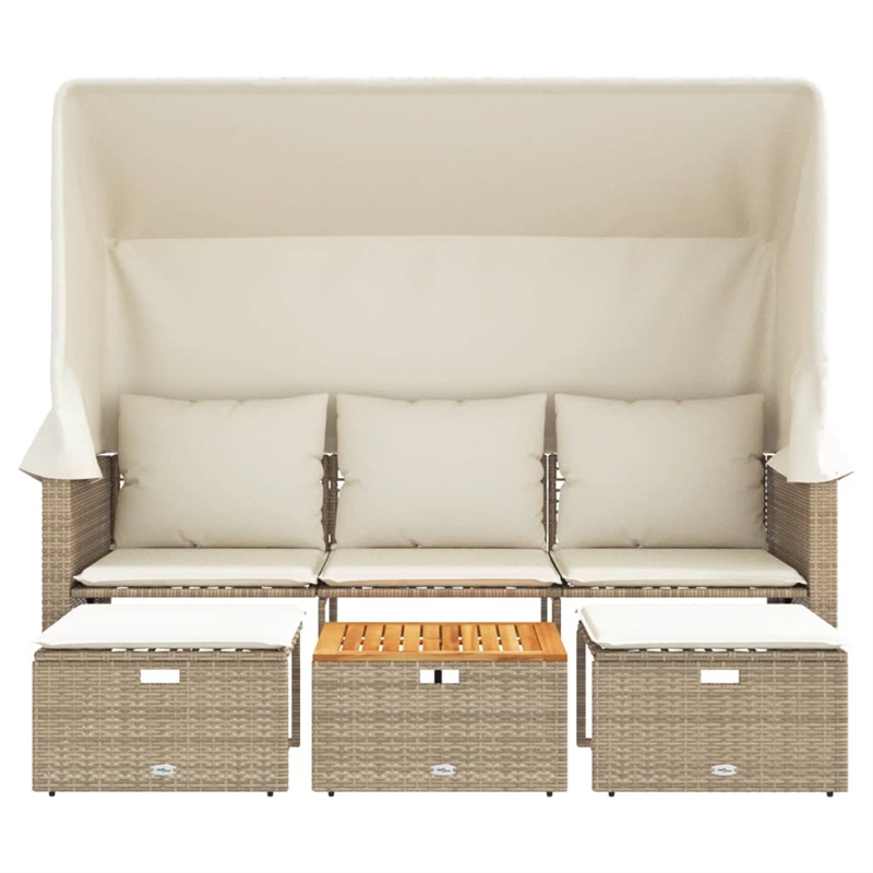 Afuera Living Contemporary Synthetic Poly Rattan Garden Sofa in Beige