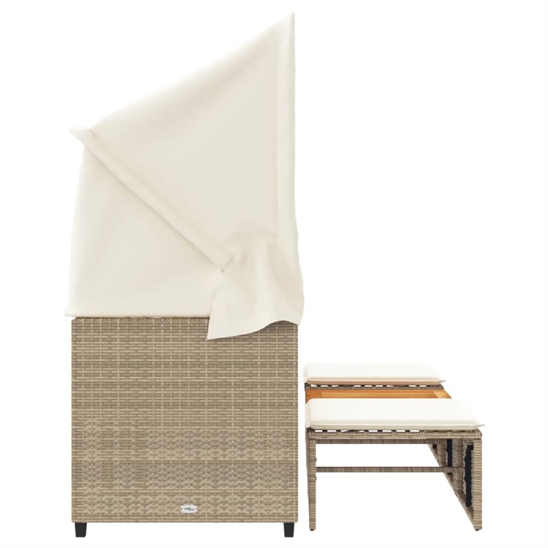 Afuera Living Contemporary Synthetic Poly Rattan Garden Sofa in Beige