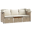Afuera Living Contemporary Synthetic Poly Rattan Garden Sofa in Beige