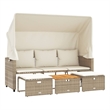 Afuera Living Contemporary Synthetic Poly Rattan Garden Sofa in Beige