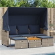 Afuera Living 3-Seater PE Rattan Patio Sofa With Retractable Canopy in Gray