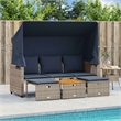 Afuera Living 3-Seater PE Rattan Patio Sofa With Retractable Canopy in Gray